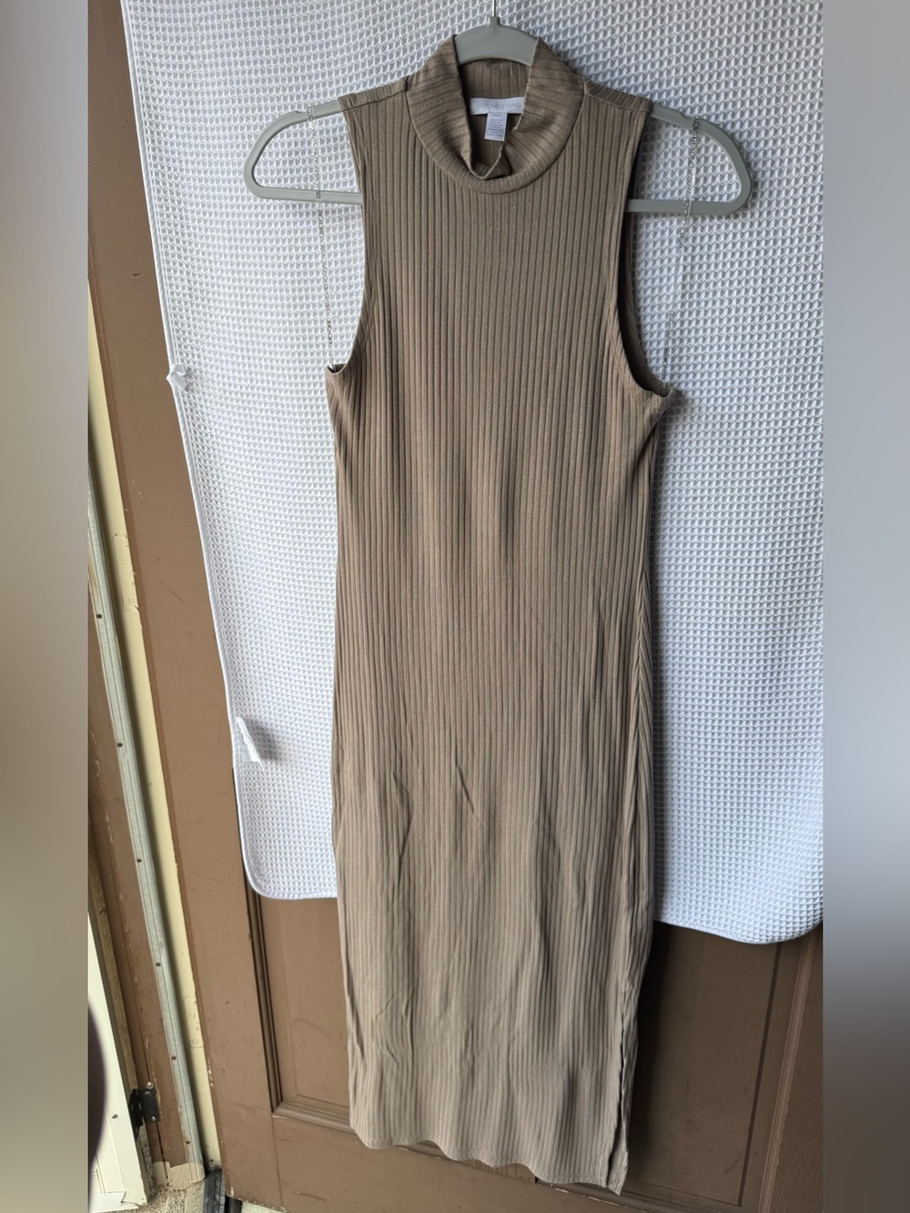 Beyond Yoga Ribbed Sleeveless Maxi Dress in Taupe